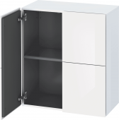 Duravit L-Cube - Halbhochschrank 700 x 800 x 363 mm mit 2 Türen & 1 Glasfachboden weiß hochglanz