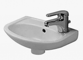 DURAVIT Duraplus - Handwaschbecken Compact 365x265mm mit 2 vorgestanzten Hahnlöchern mit Überlauf pergamon ohne WonderGliss