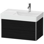 DURAVIT XSquare - Waschtischunterschrank mit 2 Auszügen & 1 Becken-Ausschnitt rechts 784x397x460mm eiche schwarz/eiche schwarz