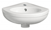 Geberit Fidelio - Eck-Handwaschbecken 380x350mm mit 1 Hahnloch mit Überlauf weiß mit KeraTect