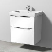 Sanipa 3way - Waschtischunterschrank mit 2 Auszügen 550x593x447mm weiß glanz/weiß glanz