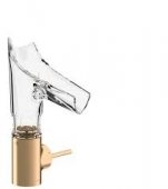AXOR Starck V - Single Lever Basin Mixer 140 with glass spout with non-closable drain valve brushed bronze