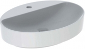 Geberit VariForm - Washbasin 600x600mm with 1 tap hole with overflow white with KeraTect