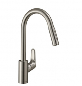 hansgrohe Focus - Single lever kitchen mixer 240 with pull-out spray stainless steel finish