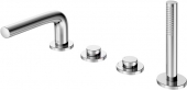 Keuco Edition 400 - 4-hole deck-mounted bathtub fitting with 2 outlets brushed nickel