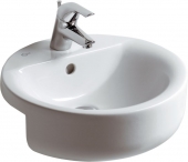 Ideal Standard Connect - Semi-recessed Washbasin for Furniture 450x450mm with 1 tap hole with overflow white with IdealPlus