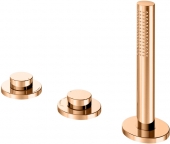 Keuco Edition 400 - 3-hole bathtub fitting with 1 outlet brushed bronze