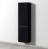 Sanipa Twiga - Tall cabinet with 1 door hinges left & 1 tilt-out laundry basket 475x1713x350mm black matt/black matt