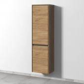 Sanipa Twiga - Tall cabinet with 1 door hinges left & 1 tilt-out laundry basket 475x1713x350mm kansas oak/kansas oak