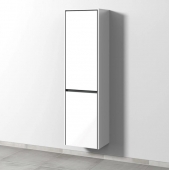 Sanipa Twiga - Tall cabinet with 1 door hinges right & 1 tilt-out laundry basket 475x1713x350mm white gloss/white gloss