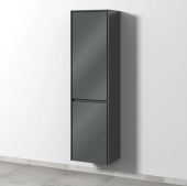 Sanipa Twiga - Tall cabinet with 1 door hinges right & 1 tilt-out laundry basket 475x1713x350mm anthracite gloss/anthracite gloss
