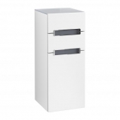 Villeroy & Boch Subway 2.0 - Side cabinet with 1 door & 2 pull-out compartments & hinges left 354x857x370mm white matt/white matt
