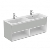 Ideal Standard Connect Air - Wastafelonderbouw with 2 drawers & 2 basin cut-outs 1300x517x440mm light grey/matt white/light grey gloss