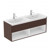Ideal Standard Connect Air - Wastafelonderbouw with 2 drawers & 2 basin cut-outs 1300x517x440mm matt brown/matt white/matt brown