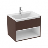 Ideal Standard Connect Air - Wastafelonderbouw with 1 drawer & 1 basin cut-out center 800x517x440mm matt brown/matt white/matt brown