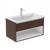 Ideal Standard Connect Air - Wastafelonderbouw with 1 drawer & 1 basin cut-out 1000x517x440mm matt brown/matt white/matt brown
