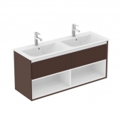 Ideal Standard Connect Air - Wastafelonderbouw with 2 drawers & 2 basin cut-outs 1200x517x440mm matt brown/matt white/matt brown