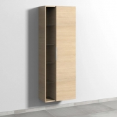 Sanipa 3way - Tall cabinet with 1 door & 1 open compartment & hinges right 600x1700x345mm nordic oak/nordic oak