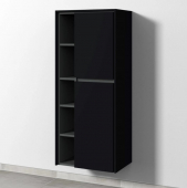 Sanipa Twiga - Storage cupboard with 2 doors & 1 open compartment & hinges right 525x1241x350mm black matt/black matt