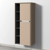 Sanipa Twiga - Storage cupboard with 2 doors & 1 open compartment & hinges right 525x1241x350mm macchiato matt/macchiato matt