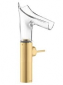 AXOR Starck V - Et-grebs håndvaskarmatur 220 with glass spout med ikke-låsbar afløbsventil brushed gold-optic