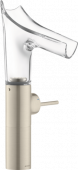 AXOR Starck V - Et-grebs håndvaskarmatur 220 with glass spout med ikke-låsbar afløbsventil brushed nickel