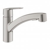 GROHE Start - Single lever kitchen mixer L-Size with Swivel Spout and pull-out spray DUAL supersteel