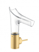 AXOR Starck V - Et-grebs håndvaskarmatur 140 with glass spout med ikke-låsbar afløbsventil brushed gold-optic