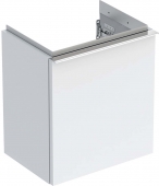 Geberit iCon - Unterschrank für Handwaschbecken 1 Tür links 370x415x279mm weiß hochglanz/grau chrom