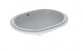 Geberit VariForm - Unterbau-Waschtisch elliptisch 610x460mm ohne Hahnloch mit Überlauf glasiert/weiß