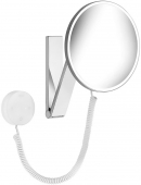 Keuco iLook_move - Cosmetic mirror 5x magnification with LED lighting stainless steel finish