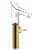 AXOR Starck V - Enda spak tvättställsblandare 220 with glass spout med icke-stängbar avloppsventil polished gold-optic