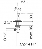 Dornbracht Tara Classic - Side valve 1/2 '' linksschließend