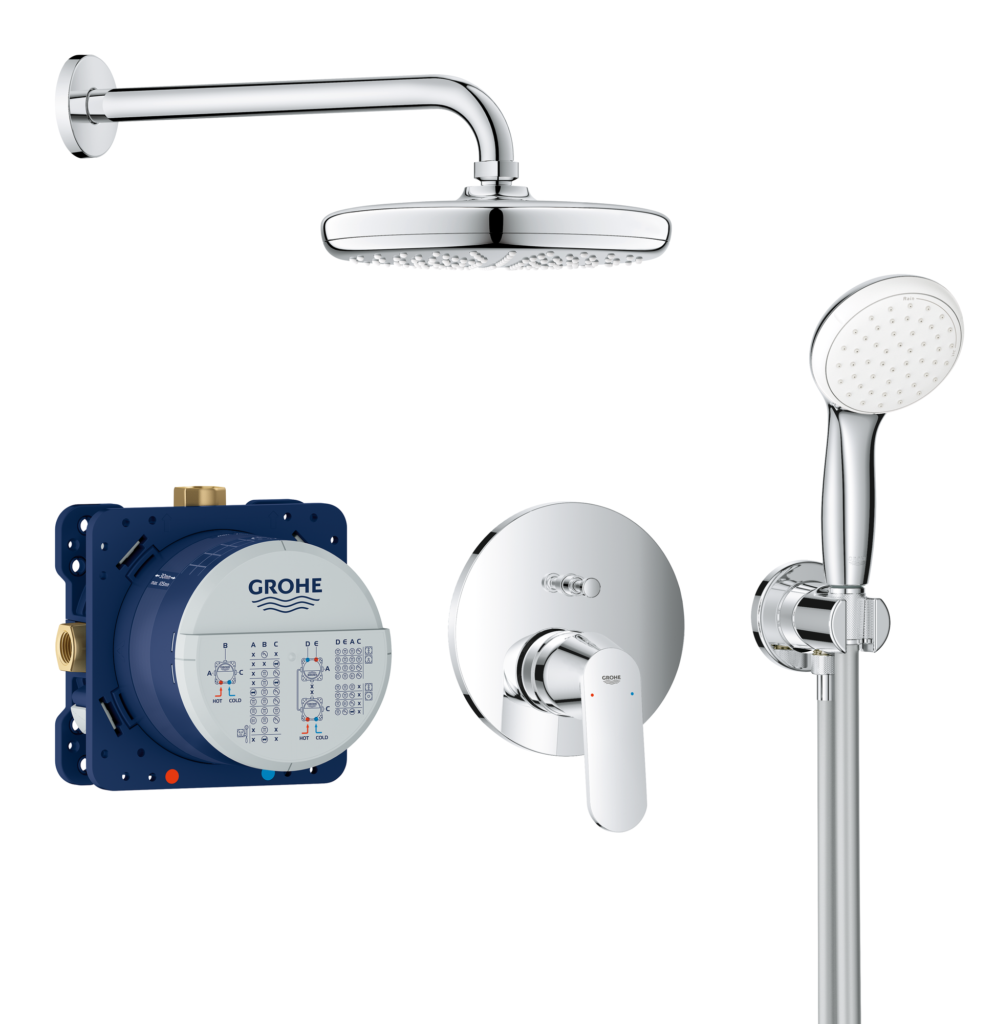 Gomito a parete con supporto doccia Grohe