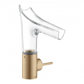 AXOR Starck V - Miscelatore monocomando per lavabo 140 con bocca di vetro con piletta di scarico non chiudibile brushed bronze