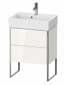 DURAVIT XSquare - Base sottolavabo with 2 pull-out compartments 584x731x390mm bianco lucido/bianco brillante / cromo