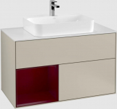 Villeroy & Boch Finion - Base sottolavabo with 2 pull-out compartments 1000x603x501mm peonia opaco/bianco opaco / bianco lucido