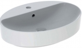 Geberit VariForm - Aufsatzwaschtisch oval mit Hahnlochbank 600x450mm mit Überlauf weiß