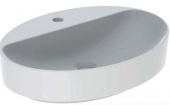 Geberit VariForm - Aufsatzwaschtisch oval mit Hahnlochbank 600x450mm ohne Überlauf weiß