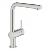 GROHE Minta - Single lever kitchen mixer L-Size with Swivel Spout and pull-out spray DUAL supersteel