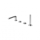 Keuco Edition 400 - 4-hole deck-mounted bathtub fitting with 2 outlets crômio