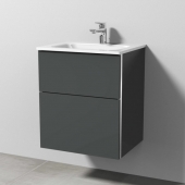 Sanipa 3way - Vanity Unit with washbasin with 2 drawers 500x582x407mm anthracite matt/anthracite matt