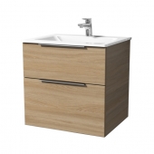 Sanipa 3way - Vanity Unit with washbasin with 2 drawers 600x582x487mm elm impresso/elm impresso