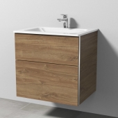 Sanipa 3way - Vanity Unit with washbasin with 2 drawers 600x582x487mm kansas oak/kansas oak