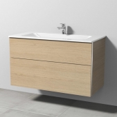 Sanipa 3way - Vanity Unit with washbasin with 2 drawers 1000x582x487mm nordic oak/nordic oak