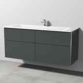 Sanipa 3way - Vanity Unit with washbasin with 4 drawers 1300x582x487mm anthracite matt/anthracite matt