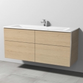 Sanipa 3way - Vanity Unit with washbasin with 4 drawers 1300x582x487mm nordic oak/nordic oak