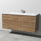 Sanipa 3way - Vanity Unit with washbasin with 4 drawers 1300x582x487mm kansas oak/kansas oak