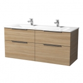 Sanipa 3way - Vanity Unit with washbasin with 4 drawers 1300x582x487mm elm impresso/elm impresso