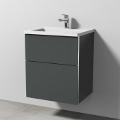 Sanipa 3way - Vanity Unit with washbasin with 2 drawers 500x582x407mm anthracite matt/anthracite matt